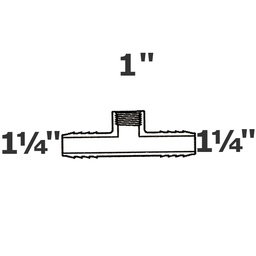 [190-110-001475] Reducer tee grey 1 1/4 ins x 1 1/4 ins x 1 FPT