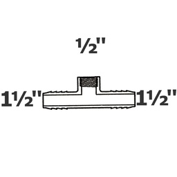 [190-110-001975] Reducer tee grey 1 1/2 ins x 1 1/2 ins x 1/2 FPT