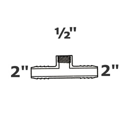 [190-110-002275] Reducer tee grey 2 ins x 2 ins x 1/2 FPT