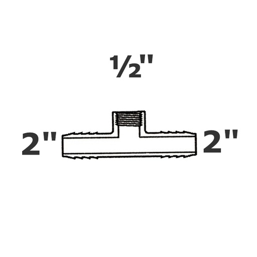[190-110-002275] Reducer tee grey 2 ins x 2 ins x 1/2 FPT