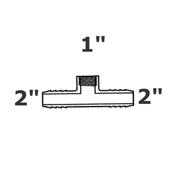 [190-110-002315] Reducer tee grey 2 ins x 2 ins x 1 FPT