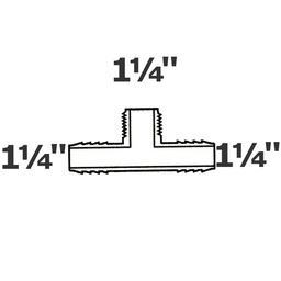 [190-110-000535] T gris 1 1/4 ins x1 1/4 ins x 1 1/4 MPT