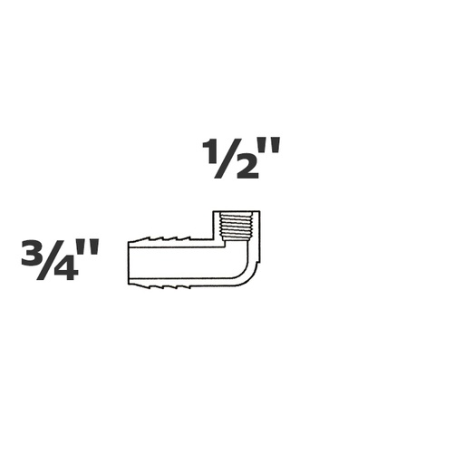 [190-110-002595] Reduced grey elbow 90  3/4 ins x 1/2 FPT