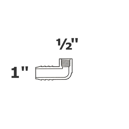 [190-110-002655] Reduced grey elbow 90  1 ins x 1/2 FPT