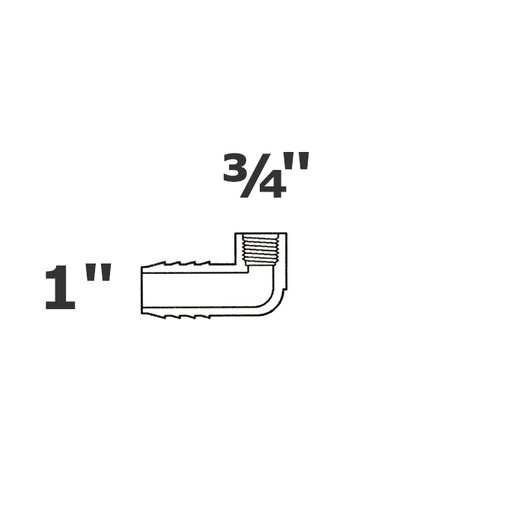 [190-110-002675] Reduced grey elbow 90  1 ins x 3/4 FPT