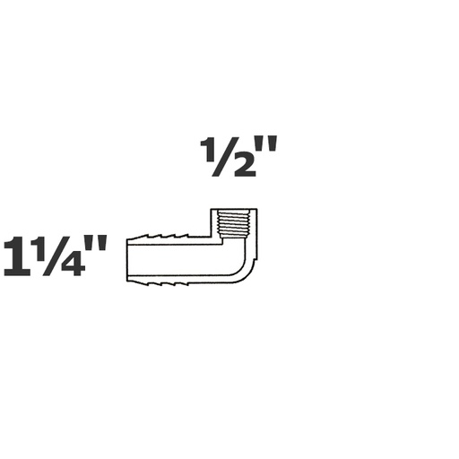 [190-110-002735] Reduced grey elbow 90  1 1/4 ins x 1/2 FPT