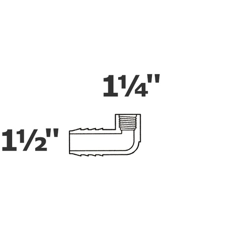 [190-110-002815] Reduced grey elbow 90  1 1/2 ins x 1 1/4 FPT