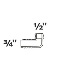 [190-110-002615] Codo gris reducido 90° 3/4 ins x 1/2 MPT