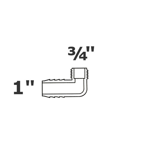 [190-110-002635] Reduced grey elbow 90  1 ins x 3/4 MPT