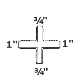 [190-110-008495] Cruz gris 1 ins x 1 ins x 3/4 ins x 3/4 ins