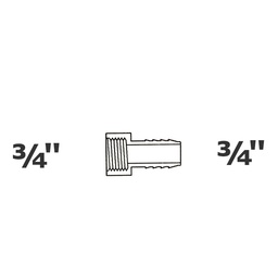 [190-110-005135] Adaptador gris 3/4 FPT x 3/4 ins