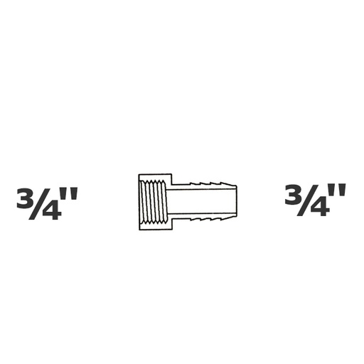 [190-110-005135] Adapter grey 3/4 FPT x 3/4 ins