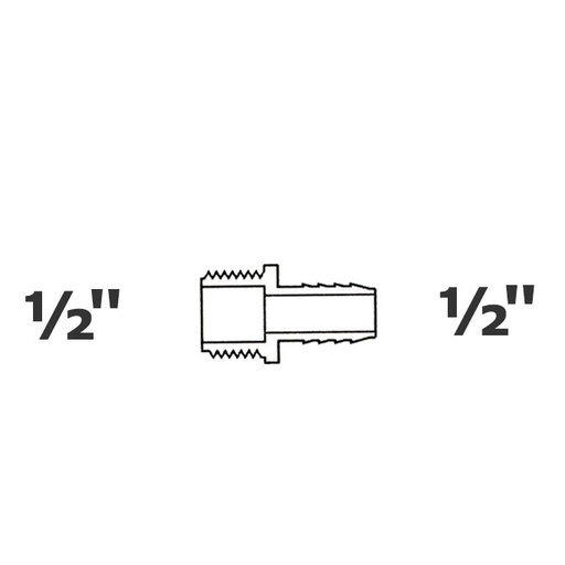 [190-110-004975] Adaptador gris 1/2 MPT x 1/2 ins