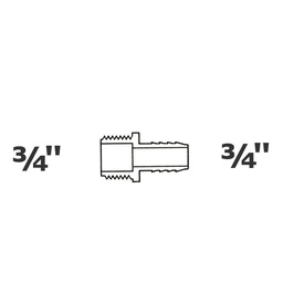 [190-110-005115] Adapter grey 3/4 MPT x 3/4 ins