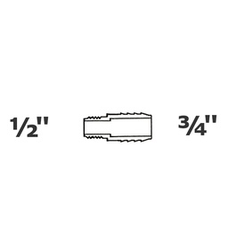 [190-110-006015] Reduced grey adapter 1/2 MPT x 3/4 ins