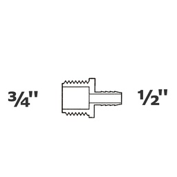 [190-110-006115] Reduced grey adapter 3/4 MPT x 1/2 ins