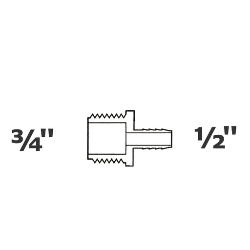 [190-110-006115] Adaptador gris reduce 3/4 MPT x 1/2 ins