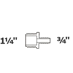 [190-110-006215] Reduced grey adapter 1 1/4 MPT x 3/4 ins