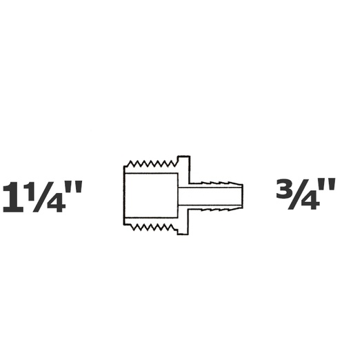 [190-110-006215] Adaptador gris reduce 1 1/4 MPT x 3/4 ins
