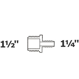 [190-110-006295] Reduced grey adapter 1 1/2 MPT x 1 1/4 ins