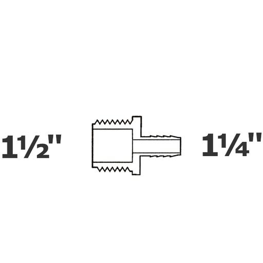 [190-110-006295] Adaptador gris reduce 1 1/2 MPT x 1 1/4 ins