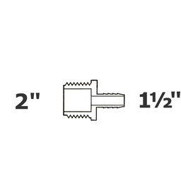 [190-110-006335] Reduced grey adapter 2 MPT x 1 1/2 ins