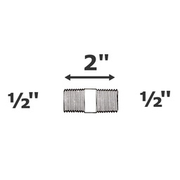 [190-110-009055] Mamelon gris 1/2 MPT x 2" sch 80