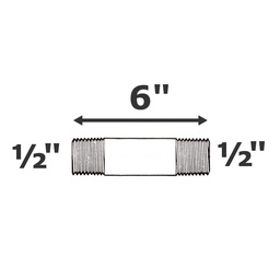 [190-110-009075] Mamelon gris 1/2 MPT x 6" sch 80