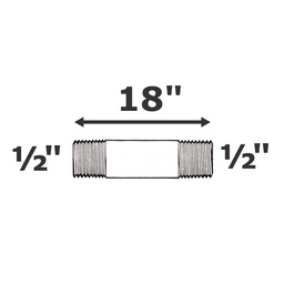 [190-110-009095] Mamelon gris 1/2 MPT x 18" sch 80