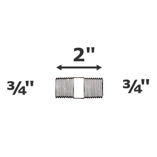 [190-110-009175] Pezón gris 3/4 NPT x 2" sch 80