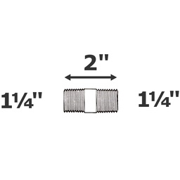 [190-110-009375] Mamelon gris 1 1/4 MPT x 2" sch 80