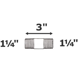 [190-110-009395] Pezón gris 1 1/4 NPT x 3" sch 80