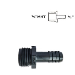 [190-110-006075] Reducer adapter grey 3/4 MHT (hose) x 1/2 ins