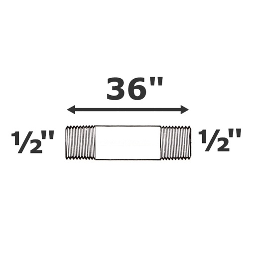 [190-110-009155] Pezón gris 1/2 NPT x 36" sch 80