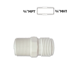 [190-110-005215] Adapter white 3/4" MHT (Hose) x 3/4" MPT