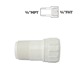 [190-110-005235] Swivel adapter white 3/4 MPT x 3/4 FHT (hose)