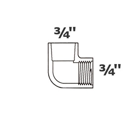 [190-110-003040] Coude gris 90° 3/4 sl x 3/4 FPT sch 40