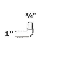 [190-110-002680] Coude gris réduit 90° 1 ins x 3/4 ins