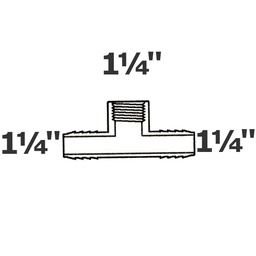 [190-110-000545] T gris 1 1/4 ins x1 1/4 ins x 1 1/4 FPT