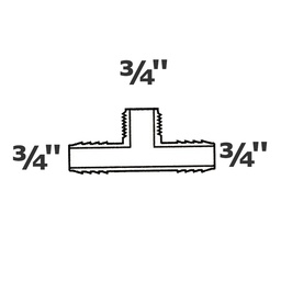 [190-110-000325] T gris 3/4 ins x 3/4 ins x 3/4 MPT