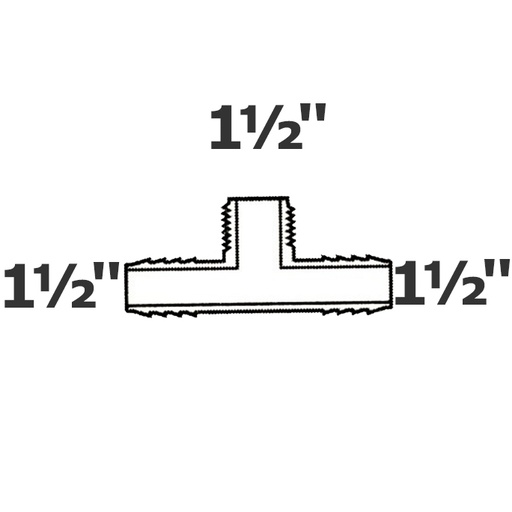 [190-110-000800] Tee grey 1 1/2 ins x 1 1/2 ins x 1 1/2 MPT