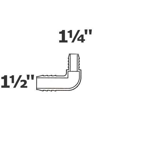 [190-110-002820] Reduced grey elbow 90  1 1/2 ins x 1 1/4 ins