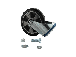 [160-160-022891-S] P. Berg Roulette pivotante swivel wheel 125x40mm 1-hole M14 alu.rub (inclus 1 boulon, 1 écrou et 2 rondelles) *stock Canada*