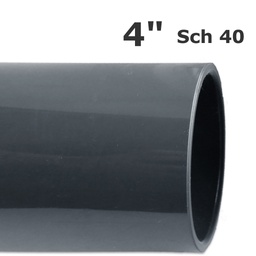 [150-100-051900-20] Sch 40 grey PVC pipe 4 in. (ID 3.998 in. OD 4.500 in.) (20 ft.)